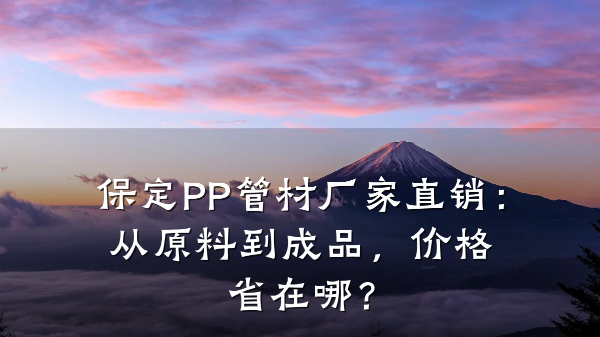 保定PP管材厂家直销:从原料到成品,价格省在哪?