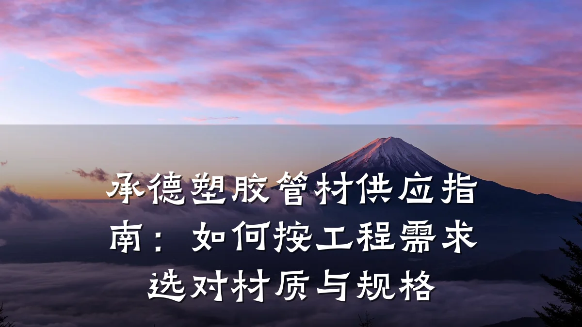 承德塑胶管材供应指南:如何按工程需求选对材质与规格
