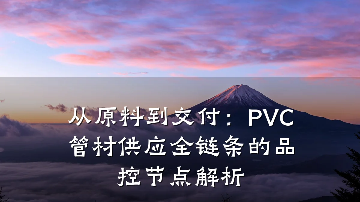 从原料到交付：PVC管材供应全链条的品控节点解析