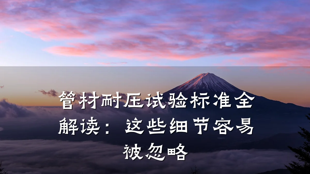 管材耐压试验标准全解读：这些细节容易被忽略
