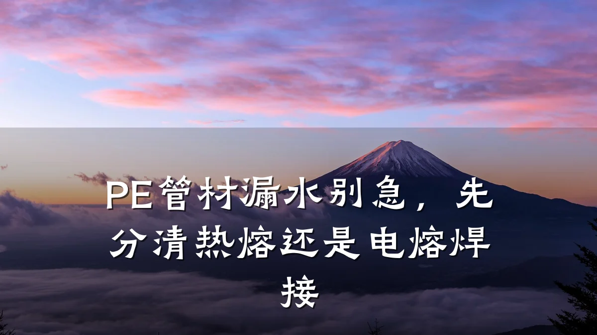 PE管材漏水别急，先分清热熔还是电熔焊接