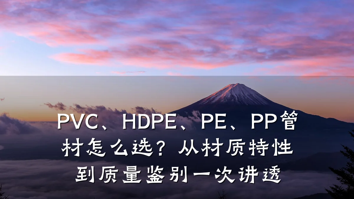 PVC、HDPE、PE、PP管材怎么选？从材质特性到质量鉴别一次讲透