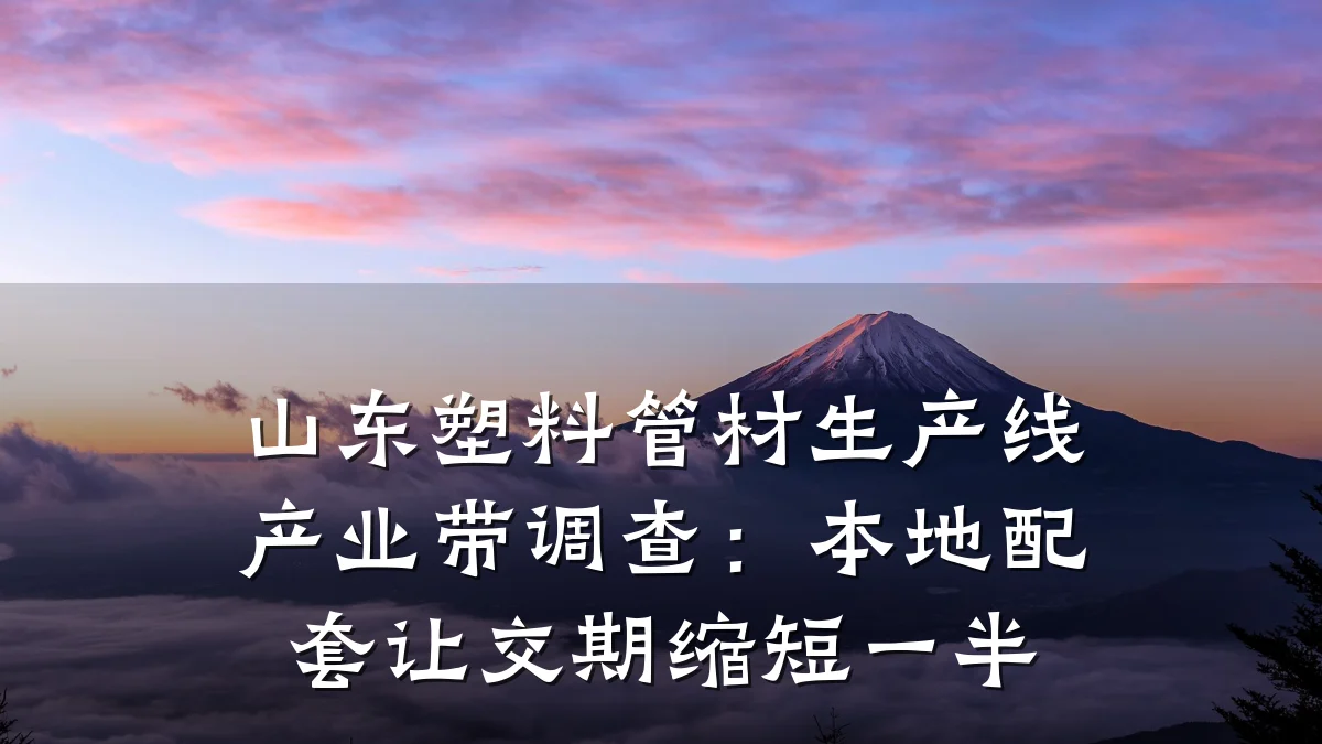 山东塑料管材生产线产业带调查：本地配套让交期缩短一半