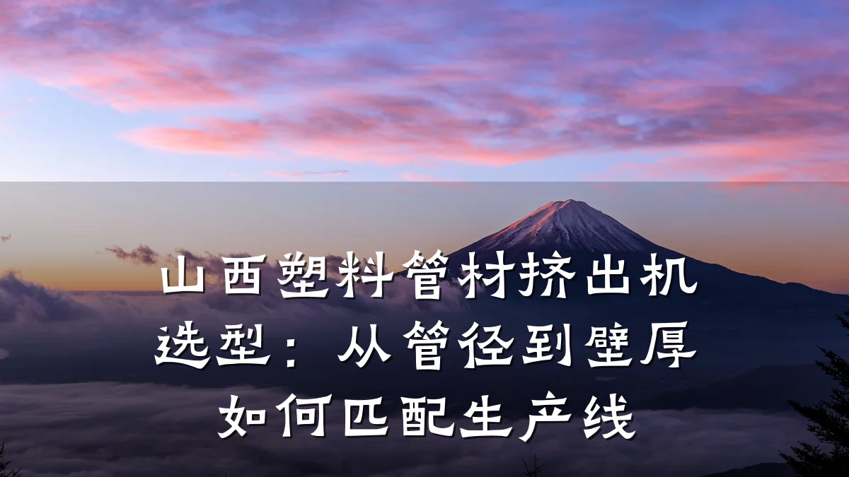 山西塑料管材挤出机选型：从管径到壁厚如何匹配生产线