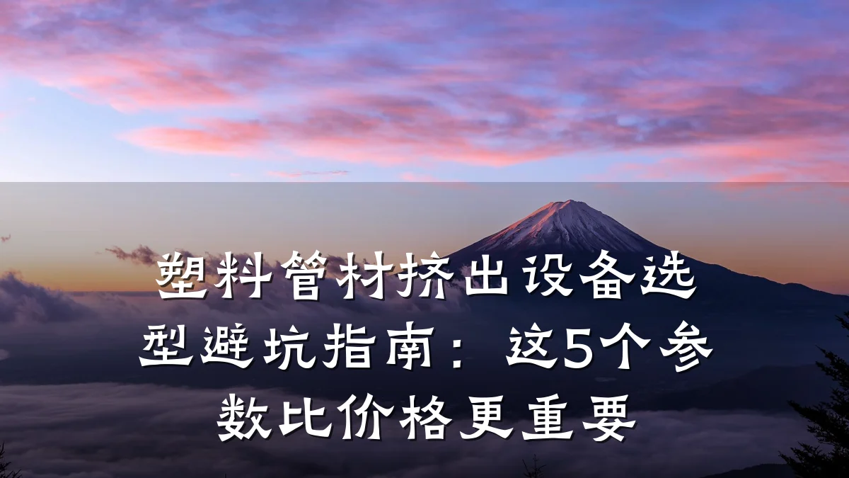 塑料管材挤出设备选型避坑指南：这5个参数比价格更重要