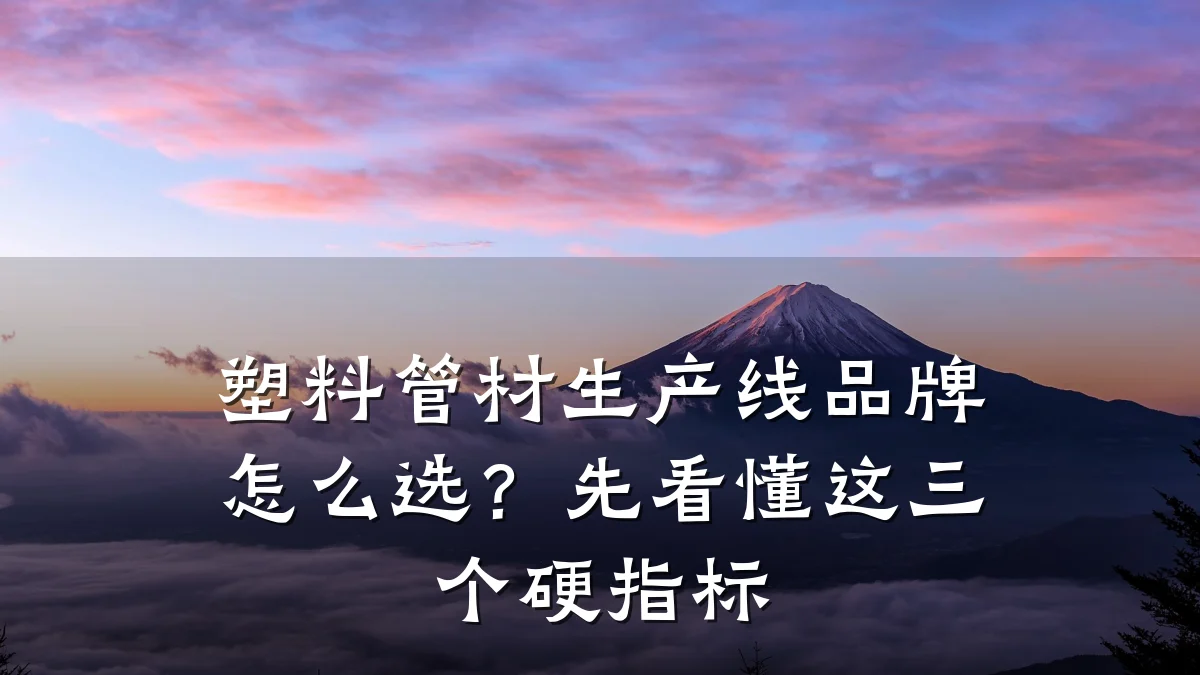 塑料管材生产线品牌怎么选？先看懂这三个硬指标