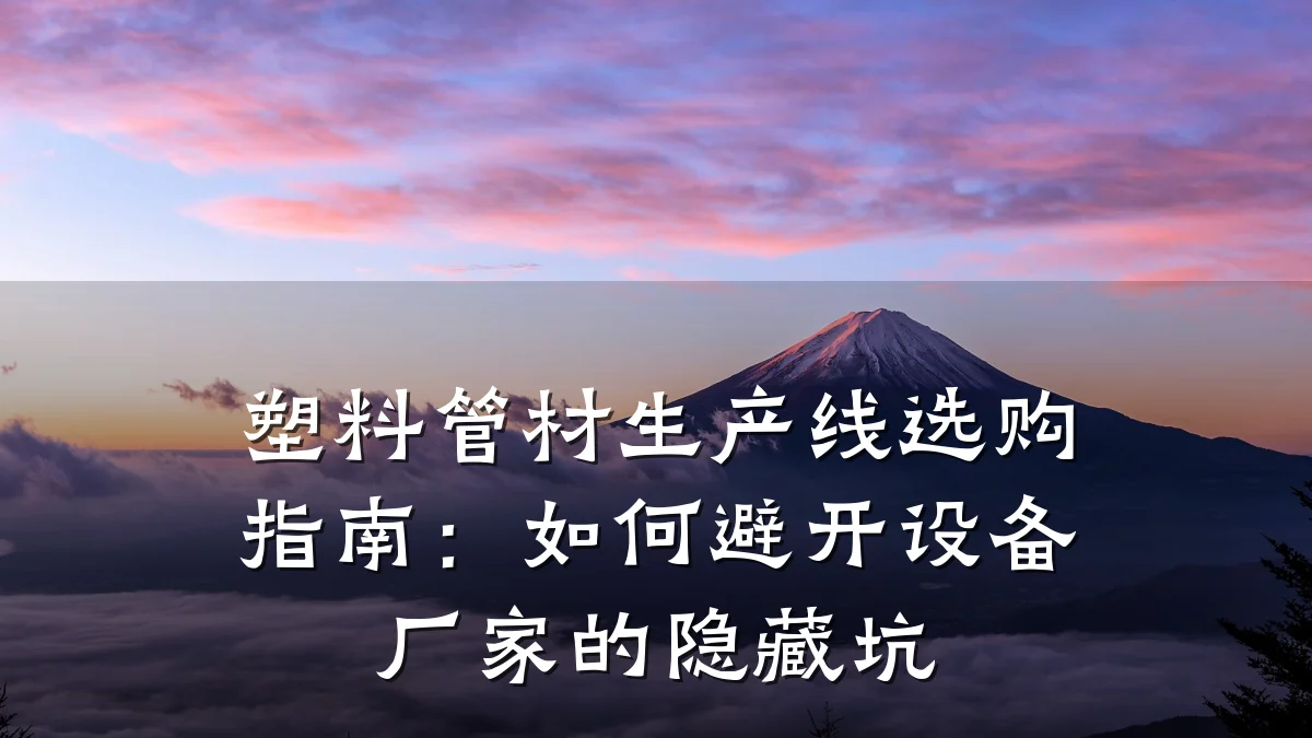 塑料管材生产线选购指南：如何避开设备厂家的隐藏坑