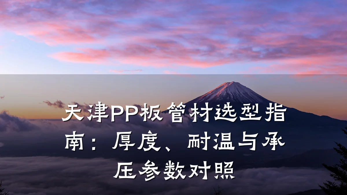天津PP板管材选型指南：厚度、耐温与承压参数对照