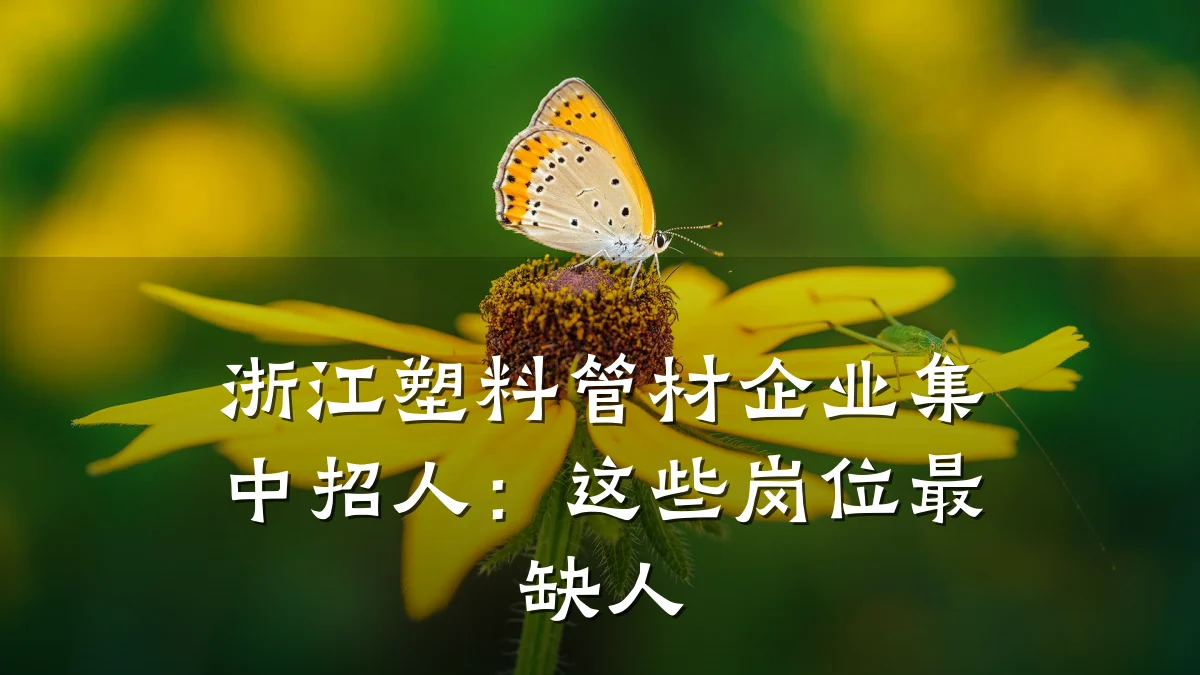 浙江塑料管材企业集中招人：这些岗位最缺人